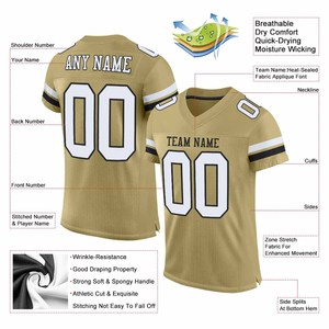 Jersey americano hecho a medida con cuello en V de media manga, jersey de club de equipo de fútbol americano con nombre y logotipo de equipo personalizado - Product Image 5