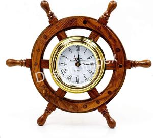 Articles cadeaux Horloge de roue de bateau nautique Horloge décorative élégante pour le bureau et la maison Horloge de luxe en laiton Articles pour cadeaux de mariage - Product Image 4