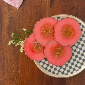 Dessous de verre transparent à la mode et élégant Design unique Résine aspect marbre avec placage or Café et thé Boisson KC Tapis et tampons - Product Image 3