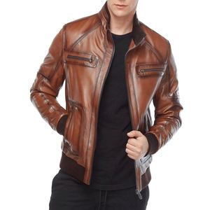 2025 veste en cuir véritable de haute qualité pour homme Logo personnalisé imprimé OEM mode vêtements d'hiver avec veste en cuir véritable - Product Image 4