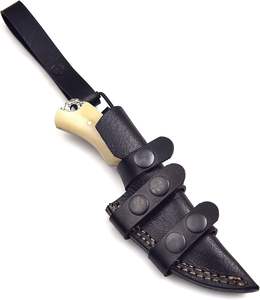 Vente en gros Couteau de camping et de chasse en acier damas haute qualité OEM ODM manche en os de chameau étui en cuir - Product Image 3