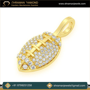 Pendentif unisexe tendance en or massif 10K, style hip-hop, avec diamant de laboratoire en forme de ballon de football américain, idéal pour les fêtes - Product Image 4