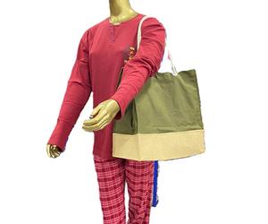 Sacs fourre-tout en toile imprimée en coton pour femme, fabriqués directement par le fabricant, portables, plusieurs couleurs et tailles, doublure en soie, poignées en cuir - Product Image 1