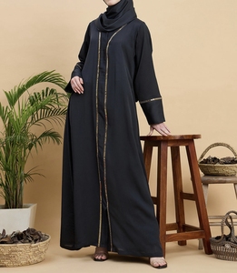 2026 New Style Modest Abaya Robe Islamic Clothing Front Open Muslim Women Long Dress Polyester Floral V Neck - Product Image 2