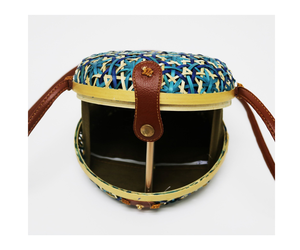 Sac à bandoulière rond en rotin de paille naturelle pour femmes sac en bambou tissé à la main de plage vente en gros - Product Image 4