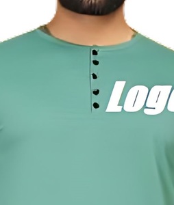 T-shirt pour homme en coton 100% en gros, respirant, à séchage rapide, tricoté, col rond, manches longues, coupe régulière, couleur unie, décontracté, numérique - Product Image 3