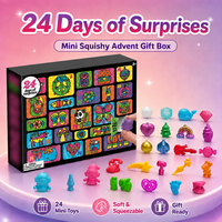 Calendrier de l'Avent Squishy : Compte à rebours de 24 jours, Jouets anti-stress TPR, Mini Squishies, Boîte mystère, Cadeau fantaisie pour adultes et enfants, Vente en gros