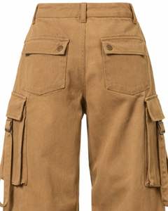 Pantalon cargo marron pour femme, taille haute, jambe large, pantalon utilitaire, streetwear, coupe ample, multi-poches, style vintage - Product Image 5