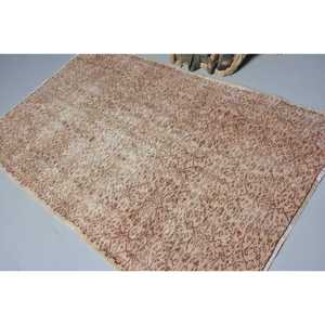 Vintage Area Rug 4.1x6.5 ft (124x198 cm), <b>Brown</b> Patchwork Turkish Rug - Product Image 4