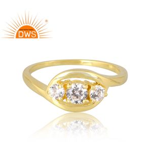 Latest Selling <b>925</b> Sterling <b>Silver</b> 18K Gold Plated Natural Cz Gemstone <b>Ring</b> Demi Fine Jewelry for Women Gift for Her - Product Image 2