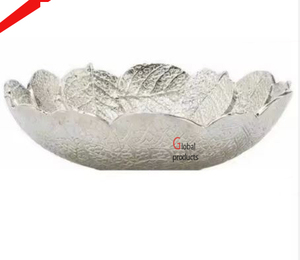 Nouveau design forme de feuille métal aluminium finition argentée bol de service pour hôtel restaurant et bar - Product Image 1