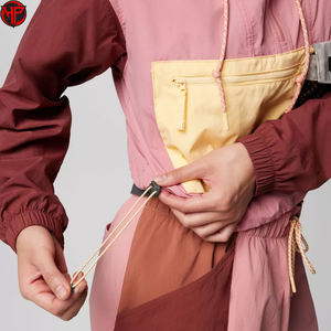 Custom Women's Plus Size Half Zip Oversized Polyester Windbreaker Tracksuit <b>Colour</b> Block Streetwear with Front Pocket Short <b>Set</b> - Product Image 4