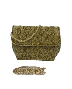 Élégant sac de soirée ethnique en jute et satin pour femmes, pochette de mariage à rabat, motif de pierre artisanal, sangle de chaîne de style tendance - Product Image 5