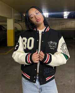 Haute qualité élégant en cuir collège Baseball Lettermen hiver Varsity vestes pour hommes femmes personnalisé haute rue Style Long - Product Image 1