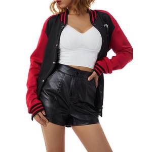 Vente en gros 2025 blouson aviateur pour femmes avec logo personnalisé XL grande taille vestes Letterman Varsity doublure en laine réversible imprimé solide - Product Image 3