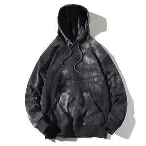 Thermal Acid Washed Sweat Hoodie With Long Drawstring Men 100% Cotton Fleece Breathable Men Hoodie Customized Packing OEM - Product Image 5