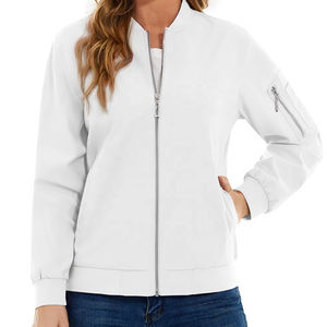 Prix de gros personnalisé à la mode blouson bombardier uni pour femmes blouson bombardier coupe-vent confortable et de haute qualité - Product Image 3