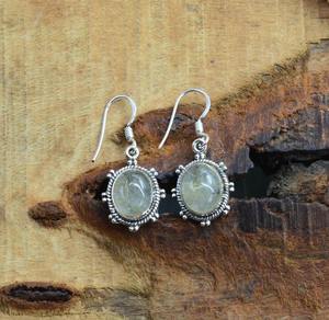 Boucles d'oreilles en argent Sterling 925 de Style Boho pour femmes avec des bijoux faits à la main en pierres précieuses dorées pour cadeau tendance de fête - Product Image 4