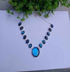Collier en pierre de labradorite naturelle argent 925 - Product Image 1