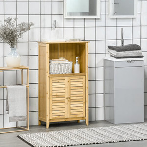 Gabinete de piso de bambú de diseño moderno para Home School Hotel & Hospital para almacenamiento de baño - Product Image 1