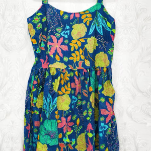 Mini vestido de mujer 100% algodón Folk Floral Flutter Twirl Print Little Casual Style para fiestas de primavera para niños/niñas - Product Image 1