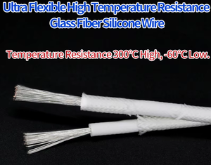 Soft <b>Silicone</b> Cable Wire 300V Tinned Copper Fiber Glass Core <b>Silicone</b> <b>Rubber</b> Insulation - Product Image 2