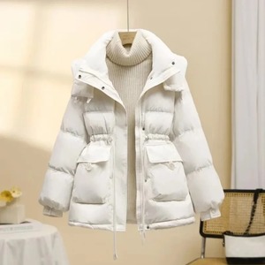 Nueva chaqueta acolchada de invierno de estilo coreano de longitud media para mujer, bombardero de pato blanco, tela de tormenta Polar cálida, diseño impreso transpirable - Product Image 4