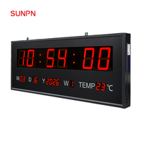 Jam Digital LED Modern Berukuran Besar untuk Dalam Ruangan, Tersinkronisasi NTP, Menampilkan Waktu untuk Stasiun, Stadion, Sekolah, Rumah Sakit