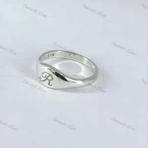Handmade 925 Sterling Silver Dainty <b>Initial</b> <b>Ring</b> Personalized First Letter Wedding <b>Ring</b> Custom Alphabet Letter <b>Ring</b> - Product Image 4