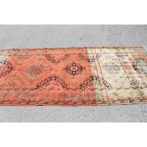 Tapis turc 4,8 x 10,8 pieds, grand tapis vintage, tapis en laine abstrait rouge - Product Image 3