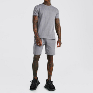 Ensemble T-shirt et short en coton à manches courtes pour homme, taille plus, été, avec logo personnalisé - Product Image 3