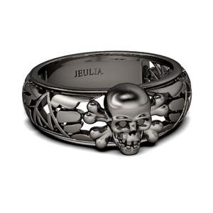 Jeulia <b>Black</b> Sterling <b>Silver</b> Skull <b>Ring</b> for Children - Product Image 2