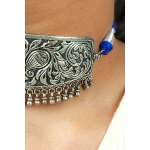Noor Paisley Motif 925 Chitai <b>Choker</b> Necklace Cultural Collectible Jewelry - Product Image 2