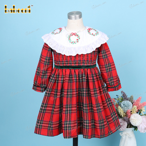 Robe mi-longue en flanelle à carreaux rouge et vert 3D 100% coton certifiée OEKO-TEX pour bébés filles OEM ODM Vente en gros BB3228 - Product Image 2