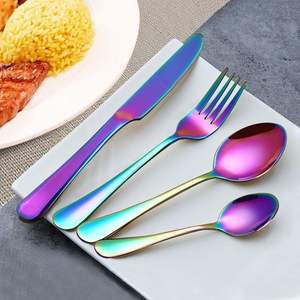 Sleek and Colorful American Style 6 Pcs Stainless Steel <b>Flatware</b> with Decorative Rainbow <b>Flatware</b> Sets Elegant Cutlery Set - Product Image 6