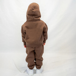 Ensemble de survêtement personnalisé pour enfants en molleton brun respirant en coton doux personnalisé pour l'hiver - Product Image 2