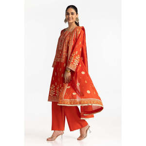 ชุดสูทพิมพ์ลายทองและแลคเกอร์ 3 ชิ้น รุ่น IUSTKSD-272 คอปกสี่เหลี่ยม ผลิตจากผ้ามัสลิน - Product Image 2