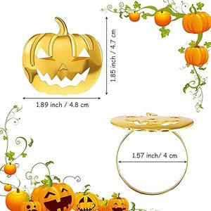 Calabaza Halloween Servilletero Otoño Cosecha Aleación de metal Servilleta Hebillas Servilletero para la decoración de su mesa de comedor - Product Image 5