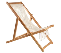 Chaise longue pliante en macramé de style industriel pour l'extérieur, mobilier de plage en bois pour hôtel, cour et usage extérieur – Vente en gros
