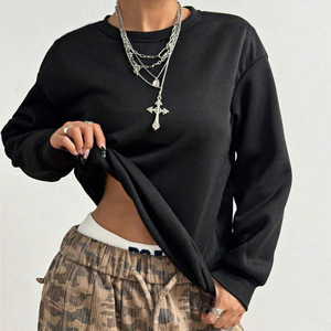 Pull à col rond décontracté confortable automne mode personnalisé femmes sweats à capuche surdimensionnés - Product Image 1