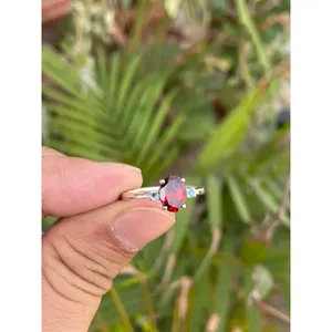 925 <b>Silver</b> Natural <b>Garnet</b> Oval Cut Women's Classic Gemstone <b>Ring</b> Engagement Prong Setting Platinum Fine Jewelry - Product Image 2