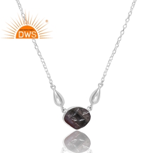 Collar con colgante de plata de ley 925 de siete piedras preciosas naturales, fabricante de joyería personalizada - Product Image 2