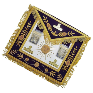 Delantal Masónico de Lujo Personalizable, Dorado y Morado, Bordado en Chenilla, Piel de Cordero, Insignia Cosida, LED Intermitente, Imán 3D - Product Image 2