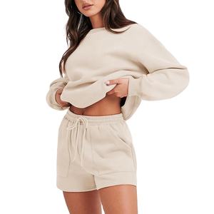 Ensemble court automne-hiver, survêtement sport, dernière collection, personnalisé, manches longues, polaire, écologique, grande taille, short uni 2026 - Product Image 3