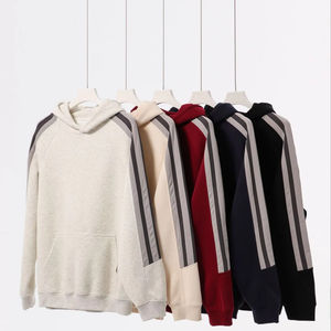 Fabricante de ropa al por mayor personalizado 380 Gsm sudaderas con capucha mezcla de algodón a rayas Unisex sudaderas con capucha de gran tamaño - Product Image 1