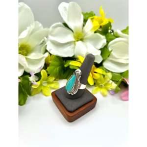 Navajo-<b>Crafted</b> #8 Turquoise & Sterling Silver Ring Size 10 Cultural Collectible Jewelry - Product Image 3