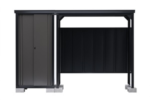 Abri de rangement en acier carré écologique noir et gris cendré pour l'extérieur avec un design multifonctionnel pour les vélos, les outils dans les petits espaces - Product Image 5