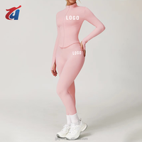 Vêtements de sport pour la gym, ensemble de yoga 2 pièces, veste zippée sans couture, ensemble de survêtement pour femmes, leggings taille haute, ensembles de fitness pour la gym