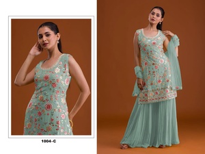 Venta caliente Heavy Faux Georgette con bordado de papel de aluminio Trabajo Salwar Suit Compras en línea a precio mayorista - Product Image 2