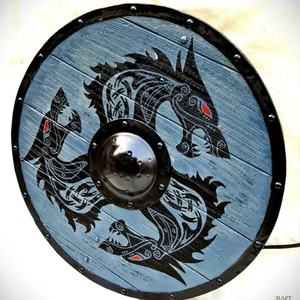 JEXMOO Bouclier Viking artisanal de 24 pouces en bois et acier à haute teneur en carbone, design de la tige centrale, avec support de personnalisation et de compatibilité - Product Image 1